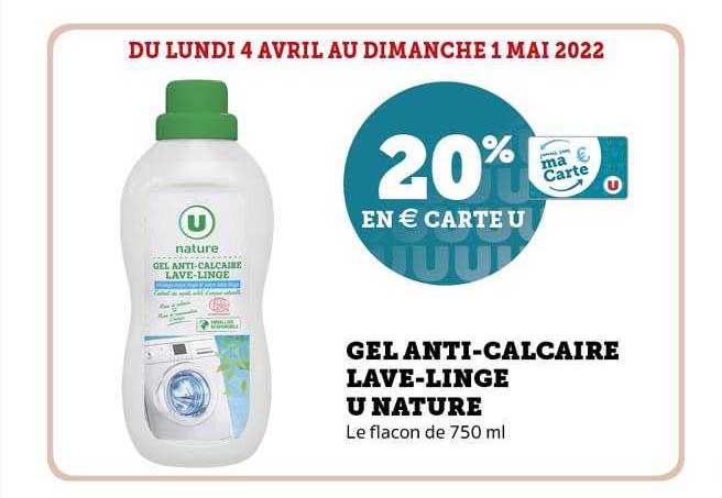 gel anti-calcaire lave-linge u nature