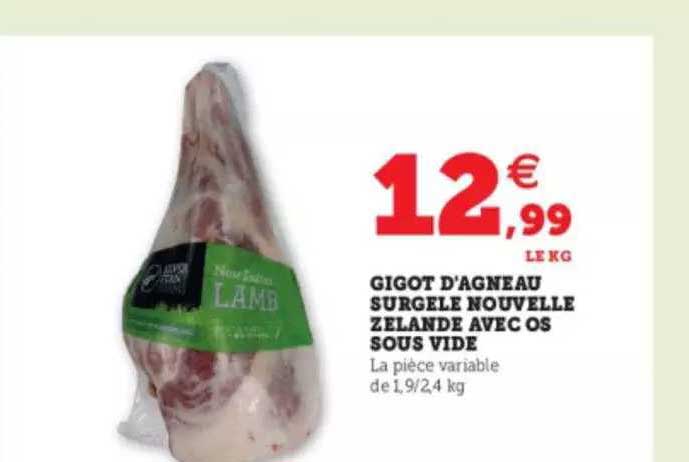 gigot d'agneau surgelé nouvelle zélande avec os sous vide