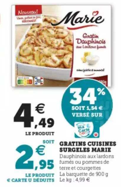 gratins cuisinés surgelés marie
