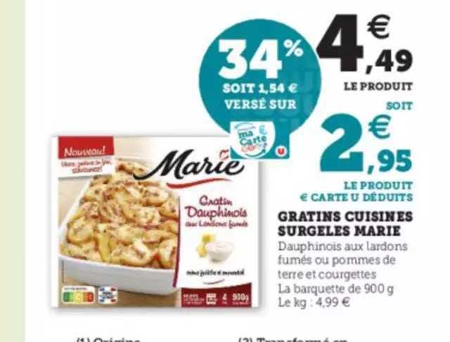 gratins cuisinés surgelés marie