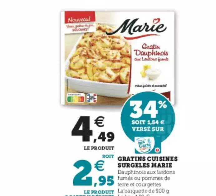 gratins cuisinés surgelés marie