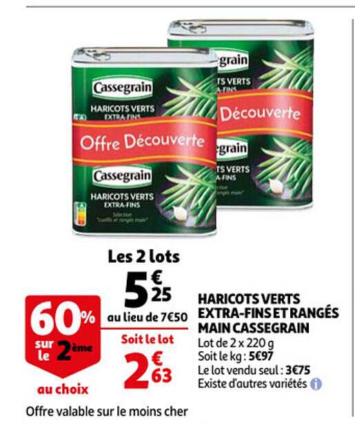 haricots verts extra-fins et rangés main cassegrain