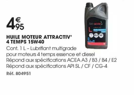 huile moteur attractiv' 4 temps 15w40
