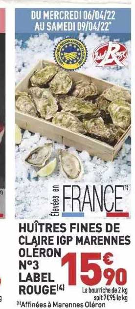 huître fines de claire igp marennes oléron n°3 label rouge