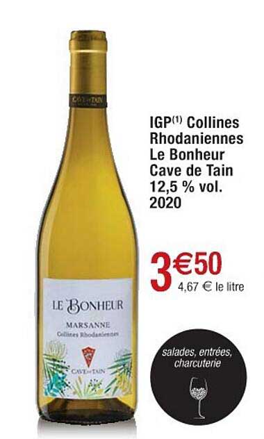 igp collines rhodaniennes le bonheur cave de tain 12,5% vol. 2020