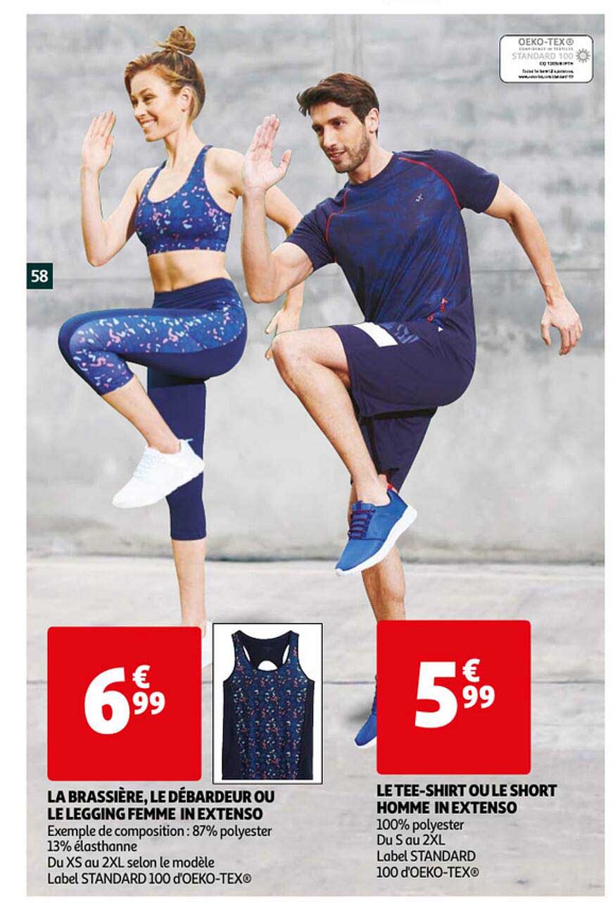 la brassière, le débardeur ou le legging femme in extenso, le tee-shirt ou le short homme in extenso