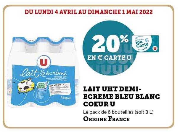 lait uht demi-écrémé bleu blanc cœur u