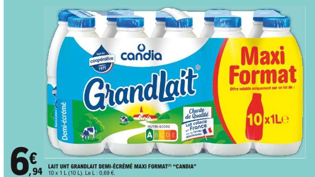 lait uht grandlait demi-écrémé maxi format "candia"