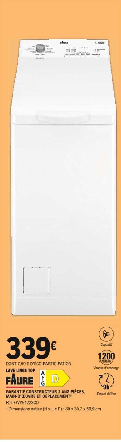 lave linge top faure