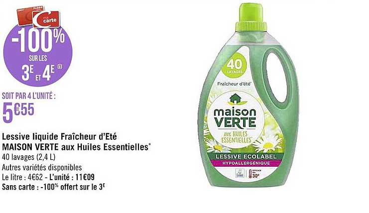 lessive liquide fraîcheur d'été maison verte aux huiles essentielles