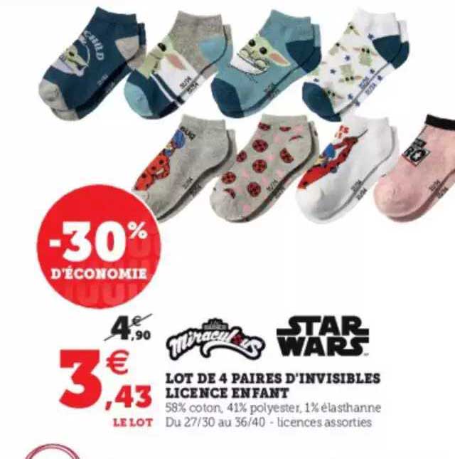 lot de 4 paires d'invisibles licence enfant