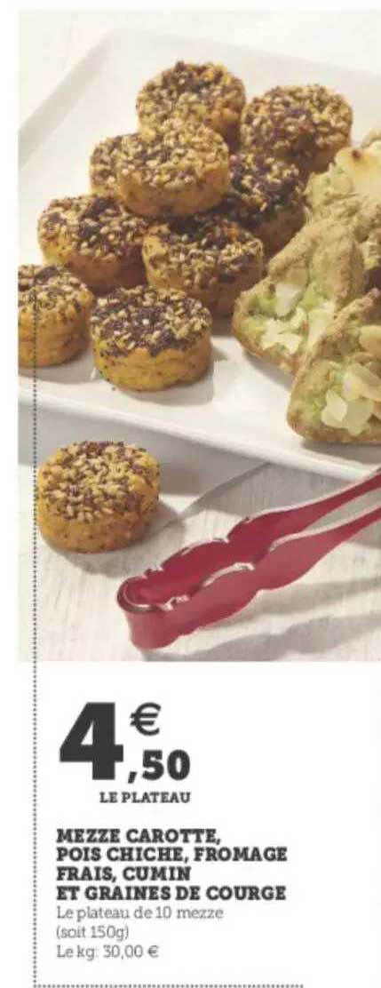 mezze carotte, pois chiche, fromage frais, cumin et graines de courge