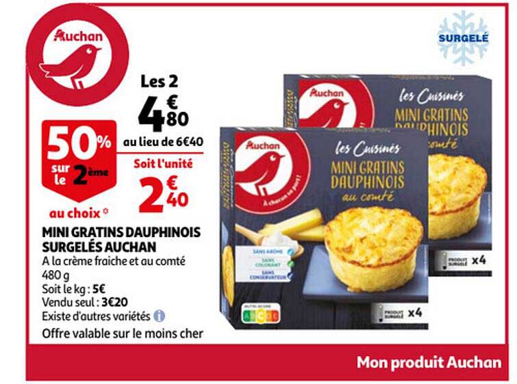 mini gratins dauphinois surgelés auchan