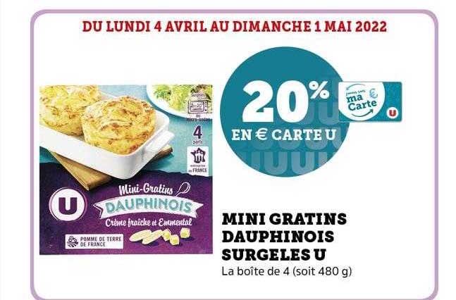 mini gratins dauphinois surgelés u