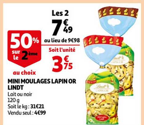 mini moulages lapin or lindt