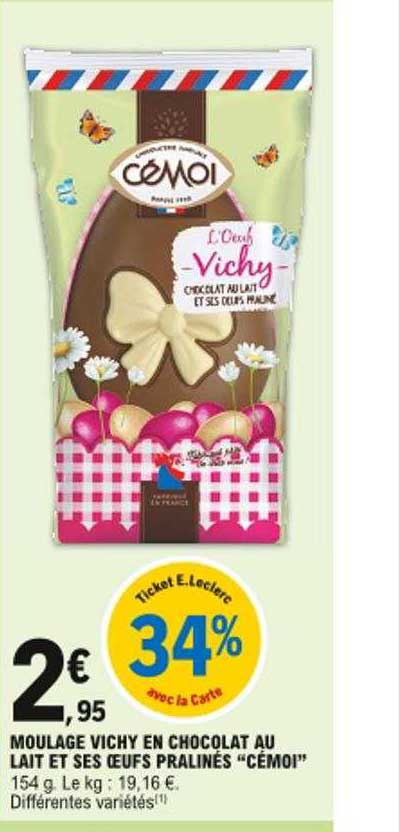moulage vichy en chocolat au lait et ses eoufs pralinés "cémoi"