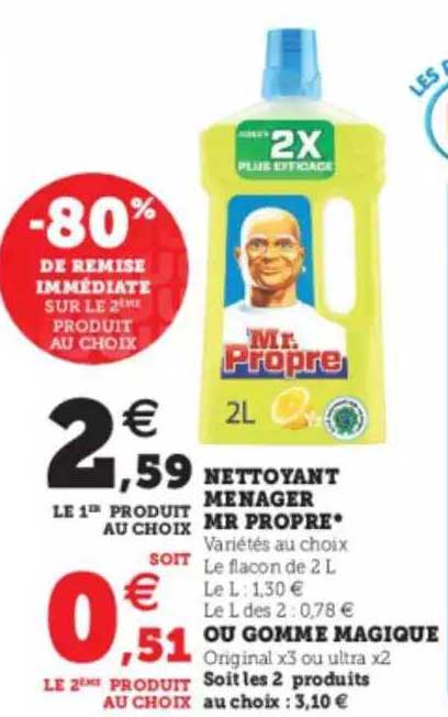 nettoyant ménager mr propre ou gomme magique
