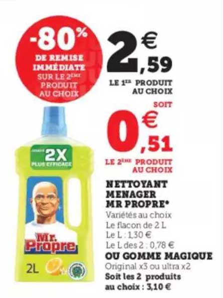nettoyant ménager mr propre ou gomme magique