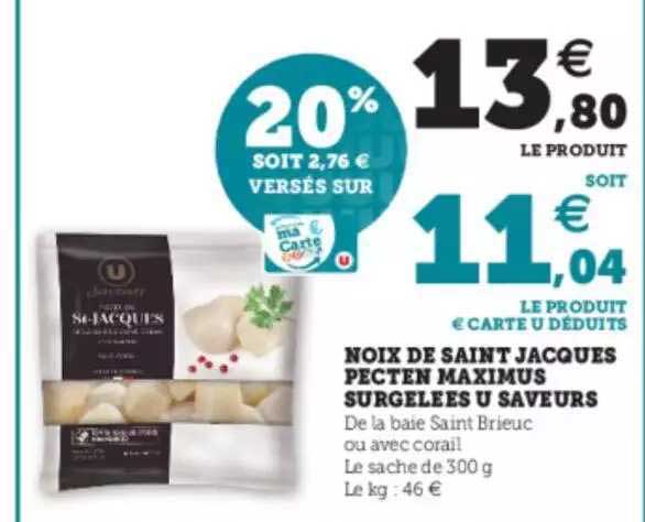 noix de saint jacques pecten maximus surgelées u saveurs