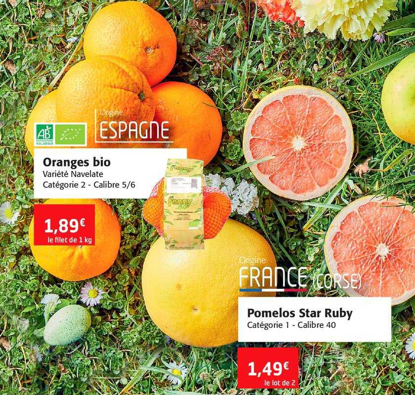 oranges bio navelate, pomelos star ruby