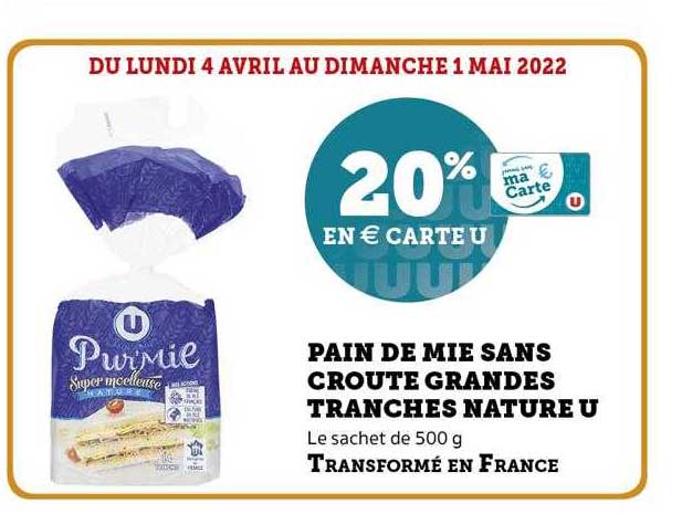 pain de mie sans croute grandes tranches nature u