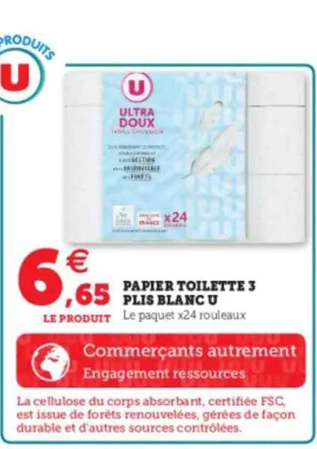 papier toilette 3 plis blanc u