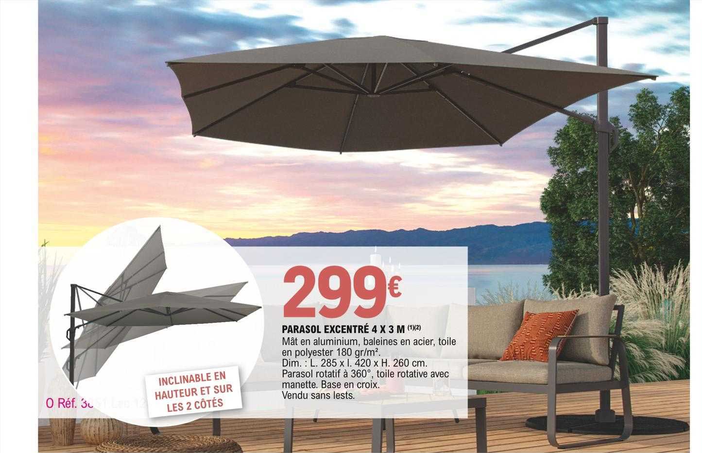 parasol excentré 4 x 3 m