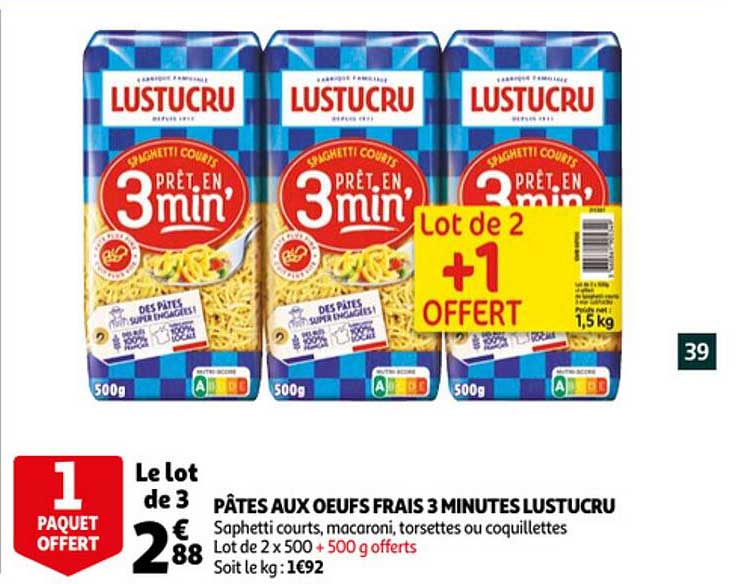 pâtes aux oeufs frais 3 minutes lustucru