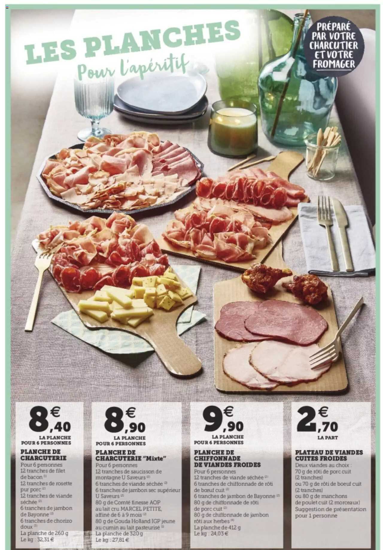 planche de charcuterie, planche de charcuterie "mixte", planche de chiffonnade de viandes froides, plateau de viande cuites froides