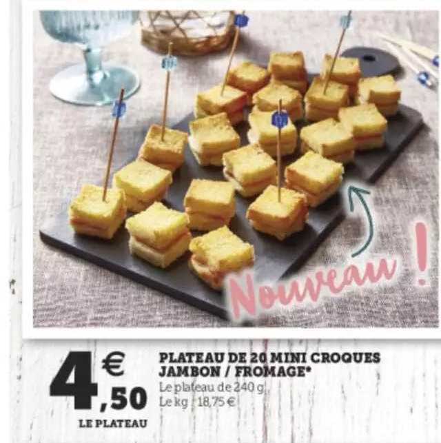 plateau de 20 mini croques jambon - fromage