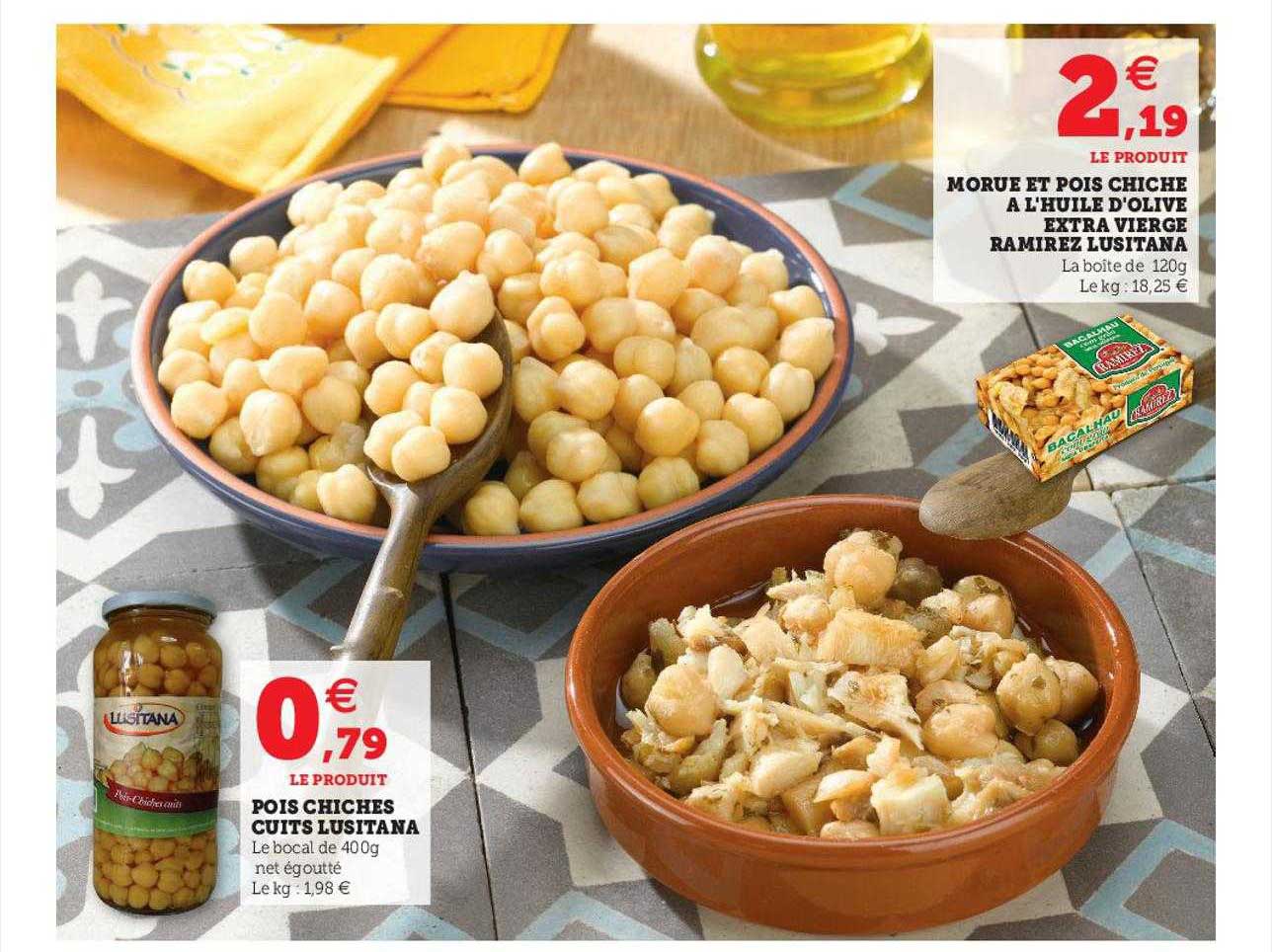 pois chiches cuits lusitana, morue et pois chiche à l'huile d'olive extra vierge ramirez lusitana