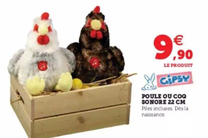 Poule Ou Coq Sonore 22 Cm Gipsy