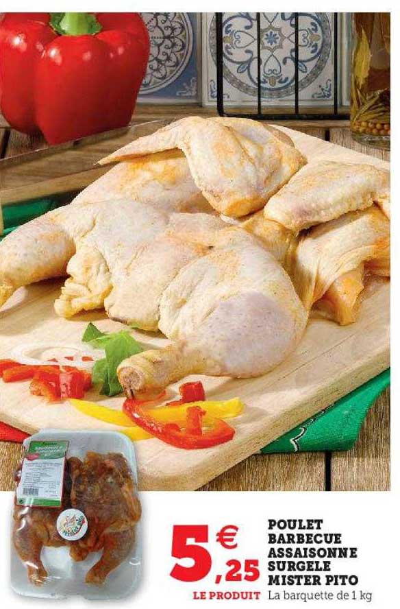 poulet barbecue assaisonné surgelé mister pito