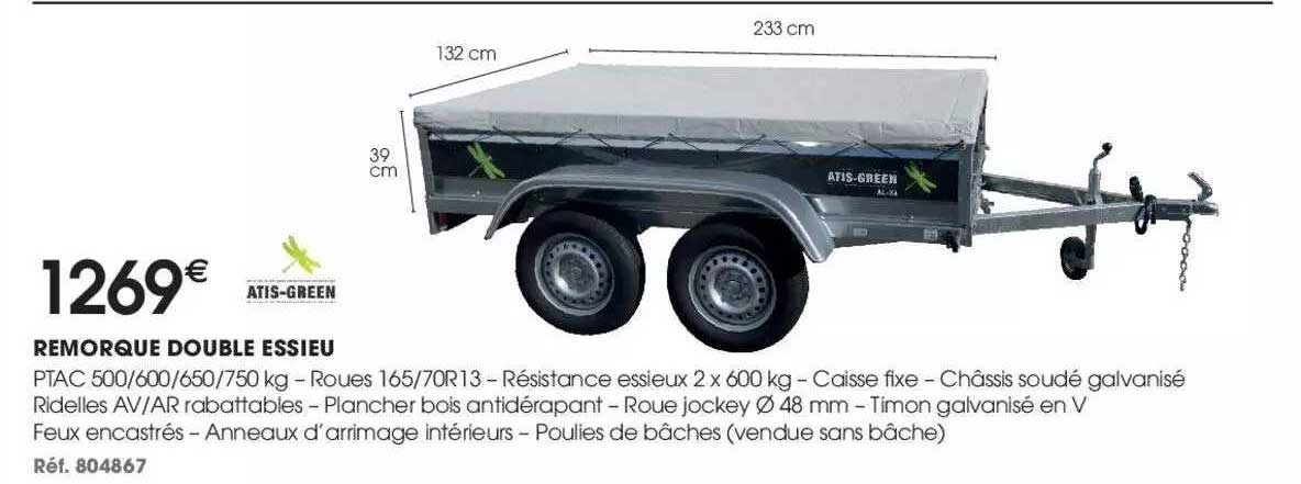 remorque double essieu