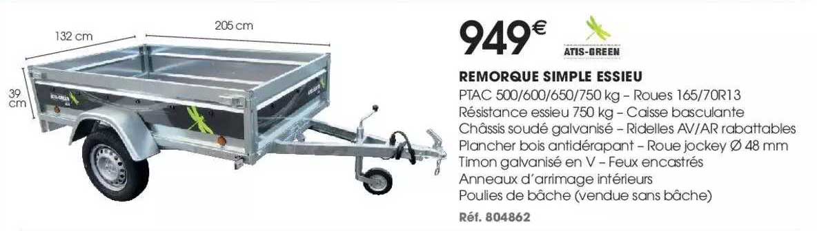 remorque simple essieu