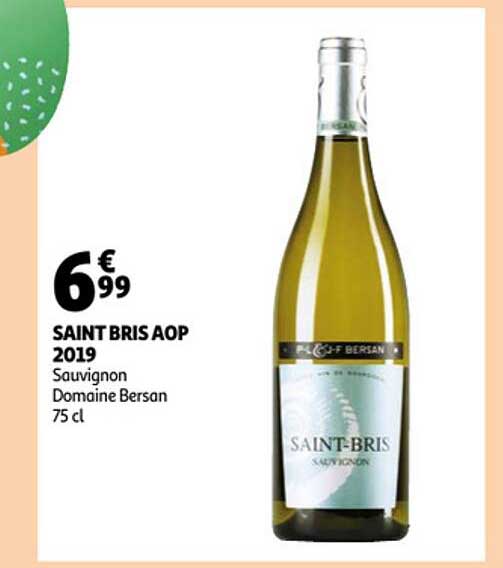 saint bris aop 2019 sauvignon domaine bersan