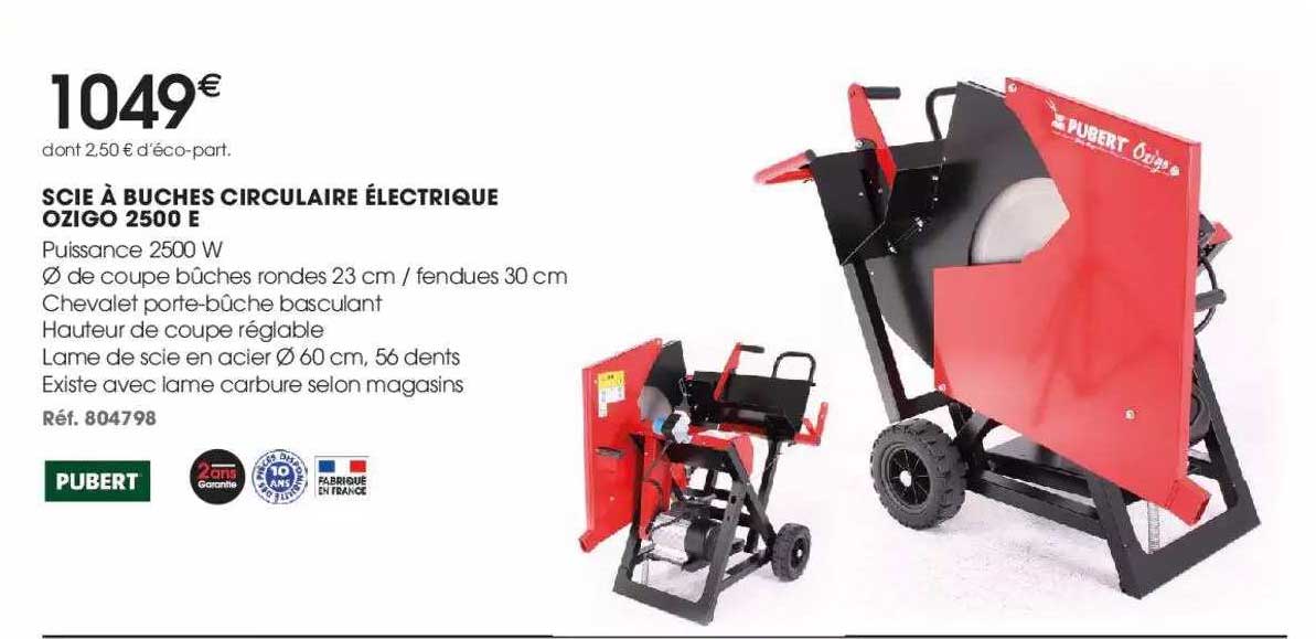 scie à buches circulaire électrique ozigo 2500 e pubert