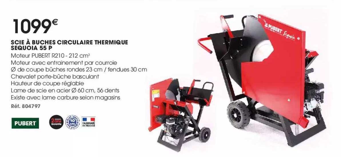 scie à buches circulaire thermique sequoie 55 p pubert