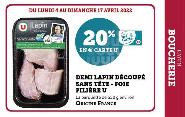 semi lapin découpé sans tête - foie filière u