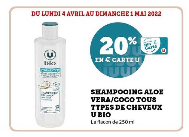 shampooing aloé véra-coco tous types de cheveux u bio