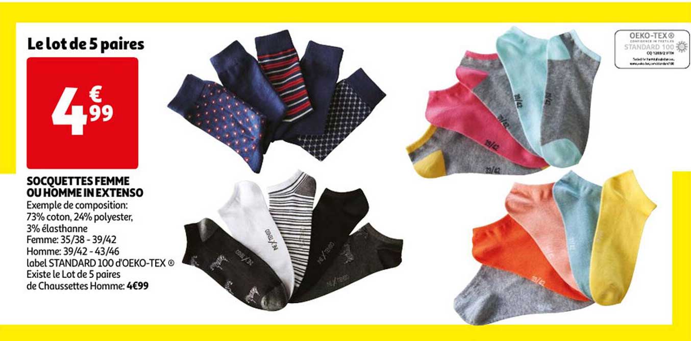 socquettes femme ou homme in extenso