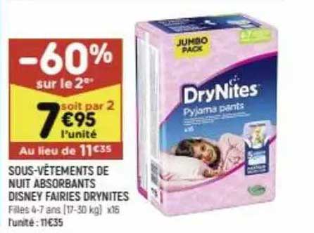 sous-vêtements de nuit absorbants disney fairies drynites