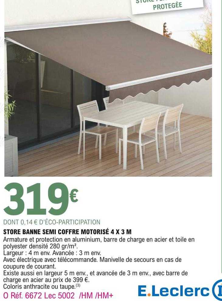 store banne semi coffre motorisé 4 x 3 m