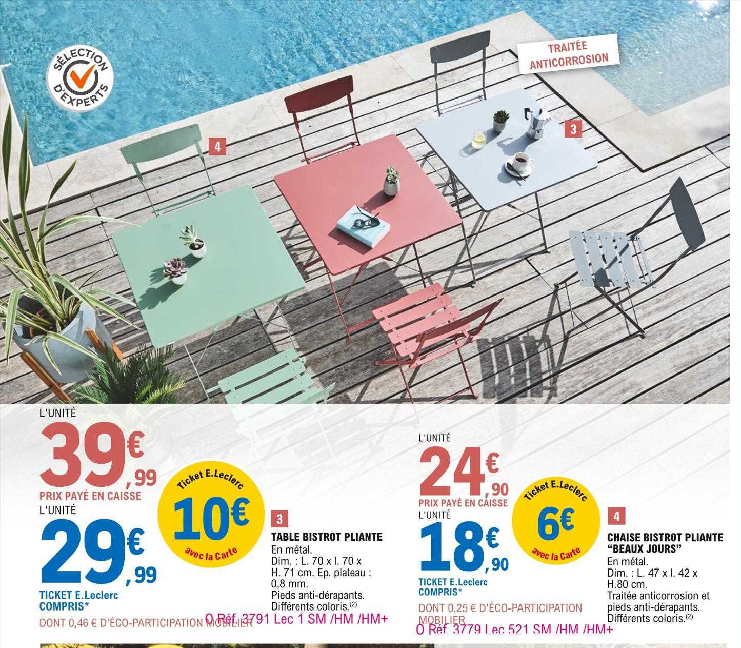 table bistrot pliante, chaise bistrot pliante "beaux jours"