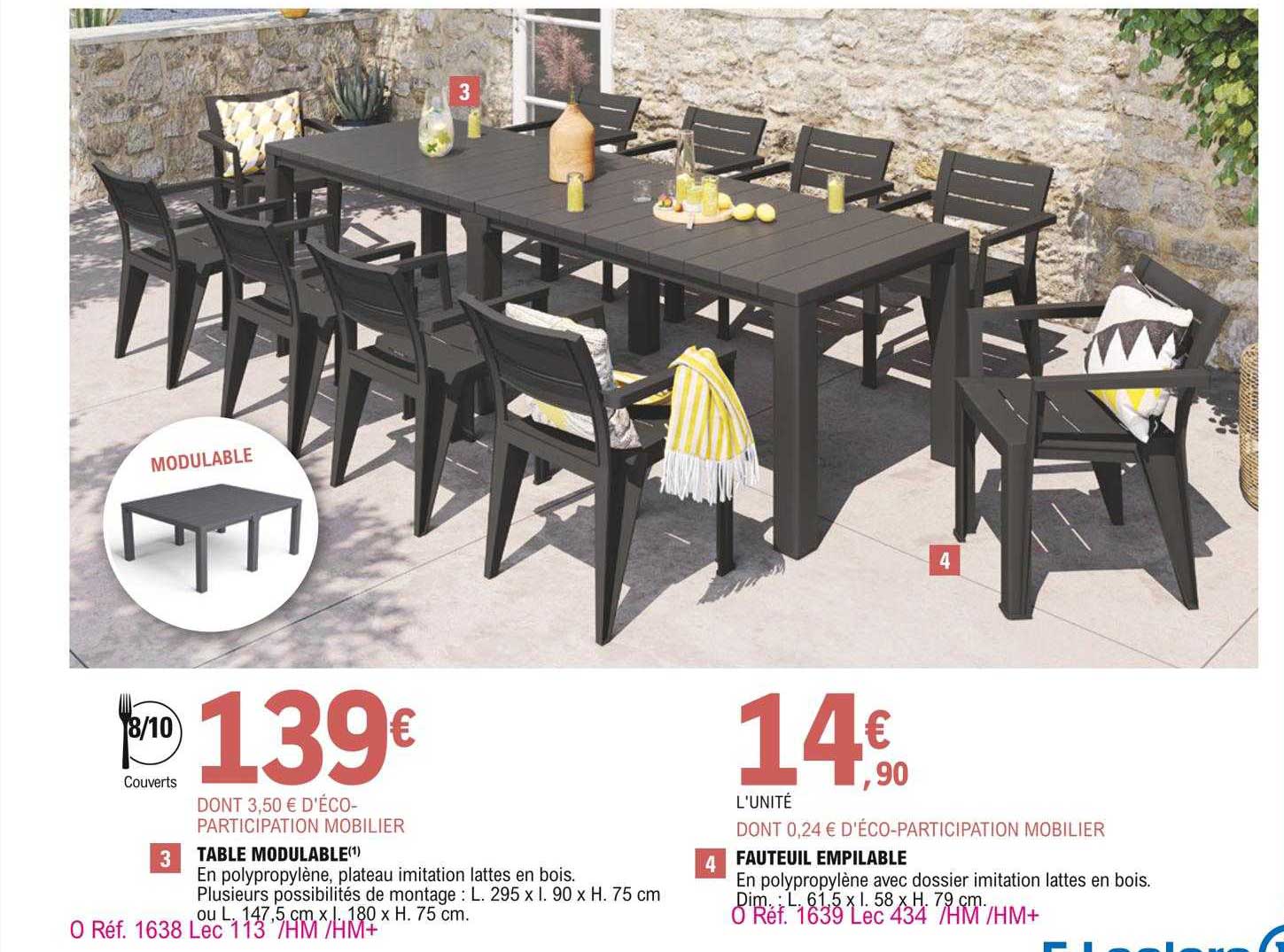 Table Modulable, Fauteuil Empilable