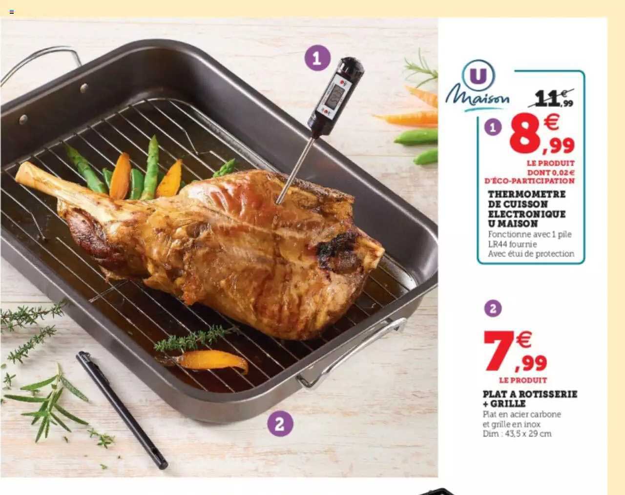 Thermomètre De Cuisson électronique U Maison, Plat à Rôtisserie + Grille