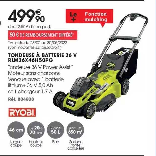 Tondeuse à Batterie 26 V Ryobi