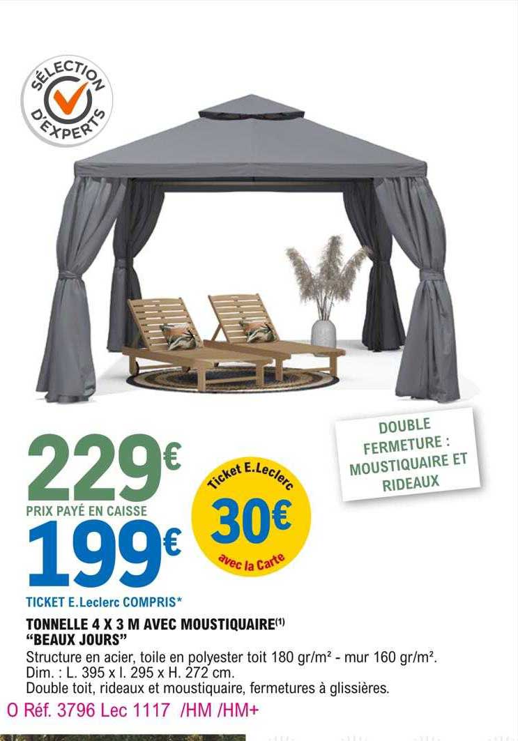 tonnelle 4 x 3 m avec moustiquaire "beaux jours"