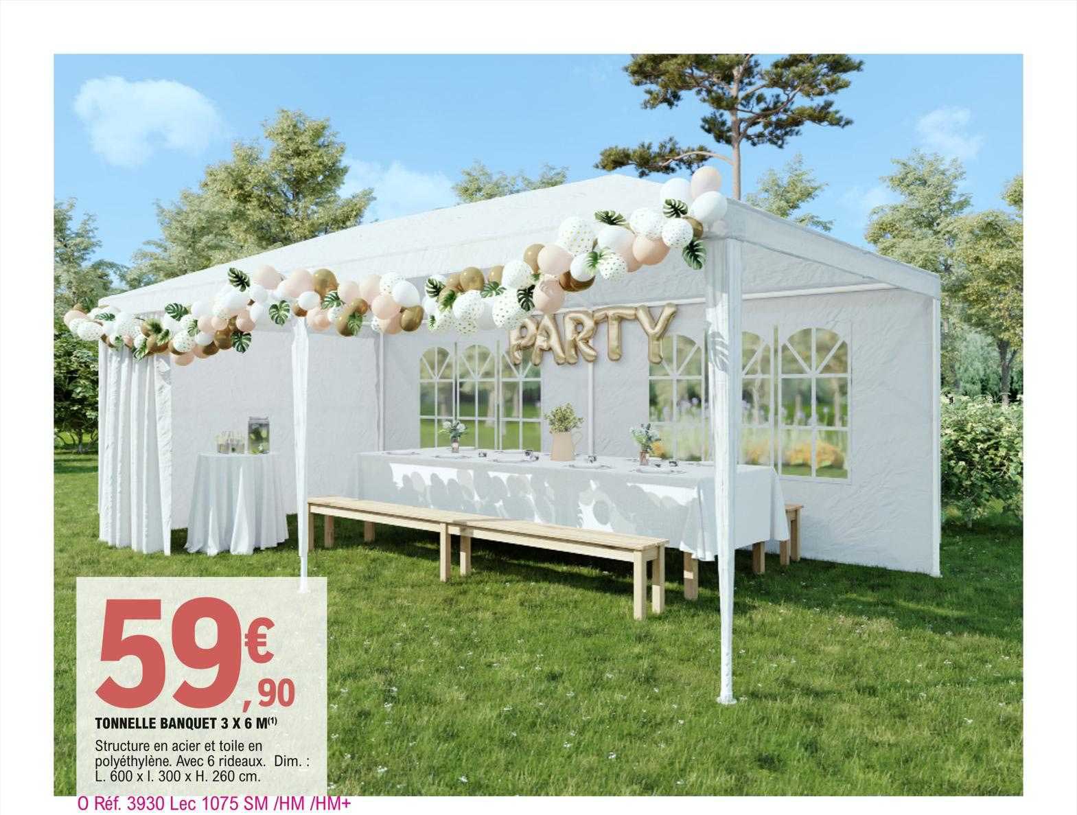 tonnelle banquet 3 x 6 m