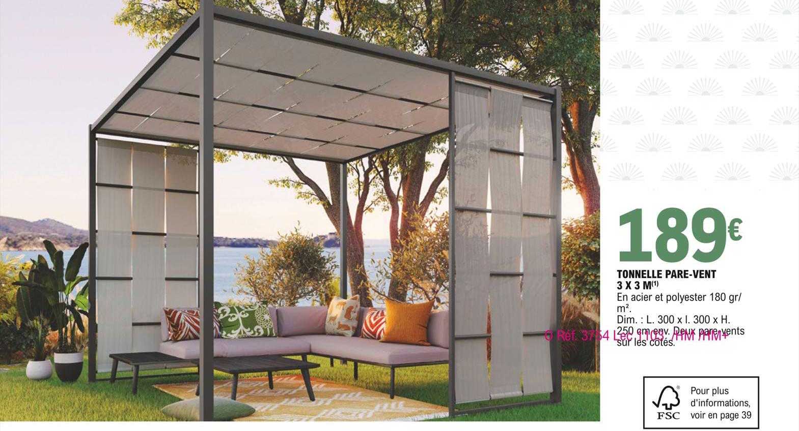 Tonnelle Pare-vent 3 X 3 M